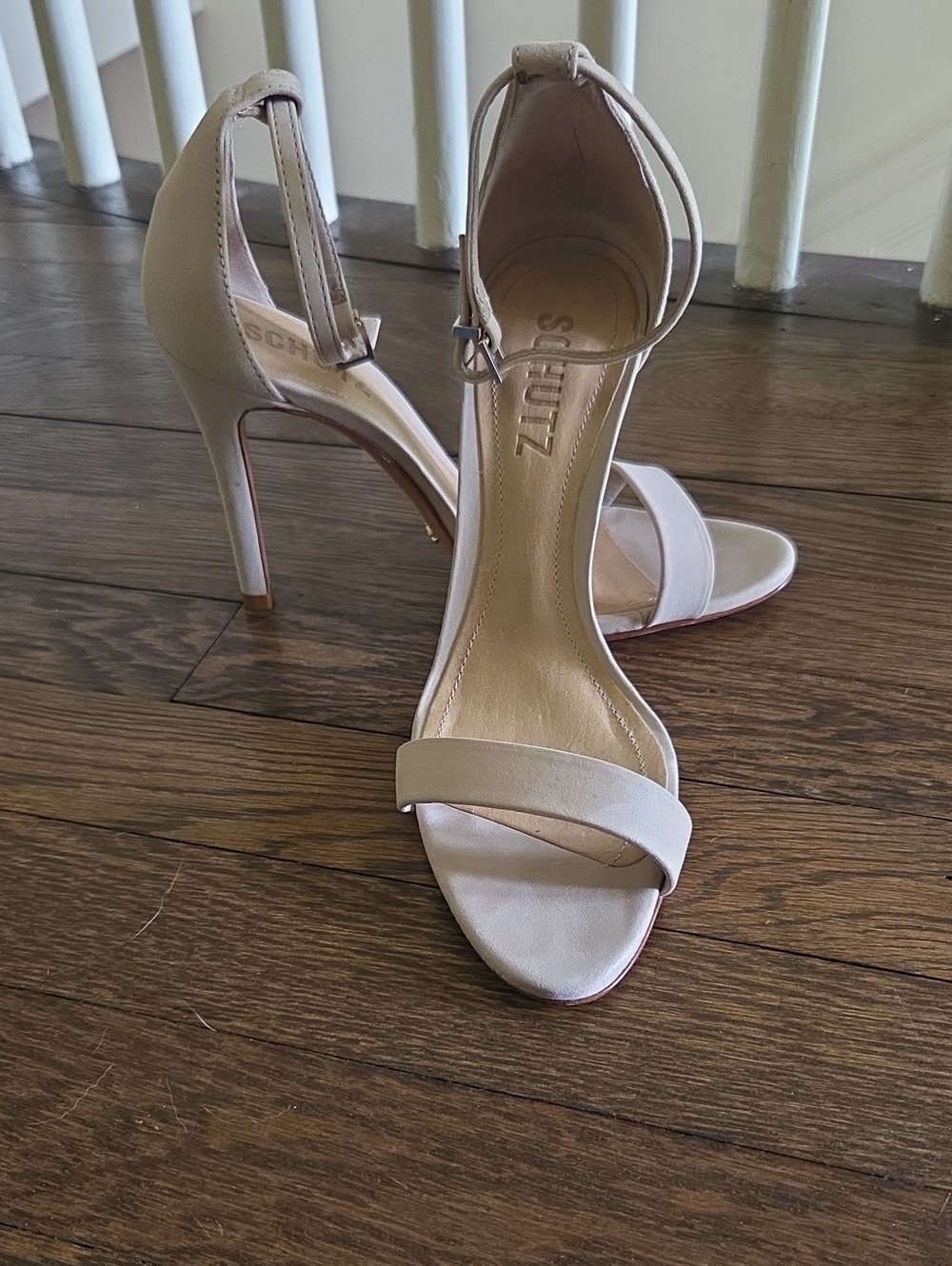 Schutz Nude Ankle-Strap Stiletto Sandals